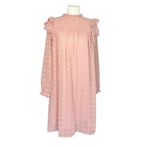 Indie & Co Gwen Dress Blush Size Small Flowy Peasant Sleeve Ruffle - Picture 16 of 16